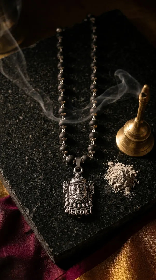 Mahakal pendant with silver chain