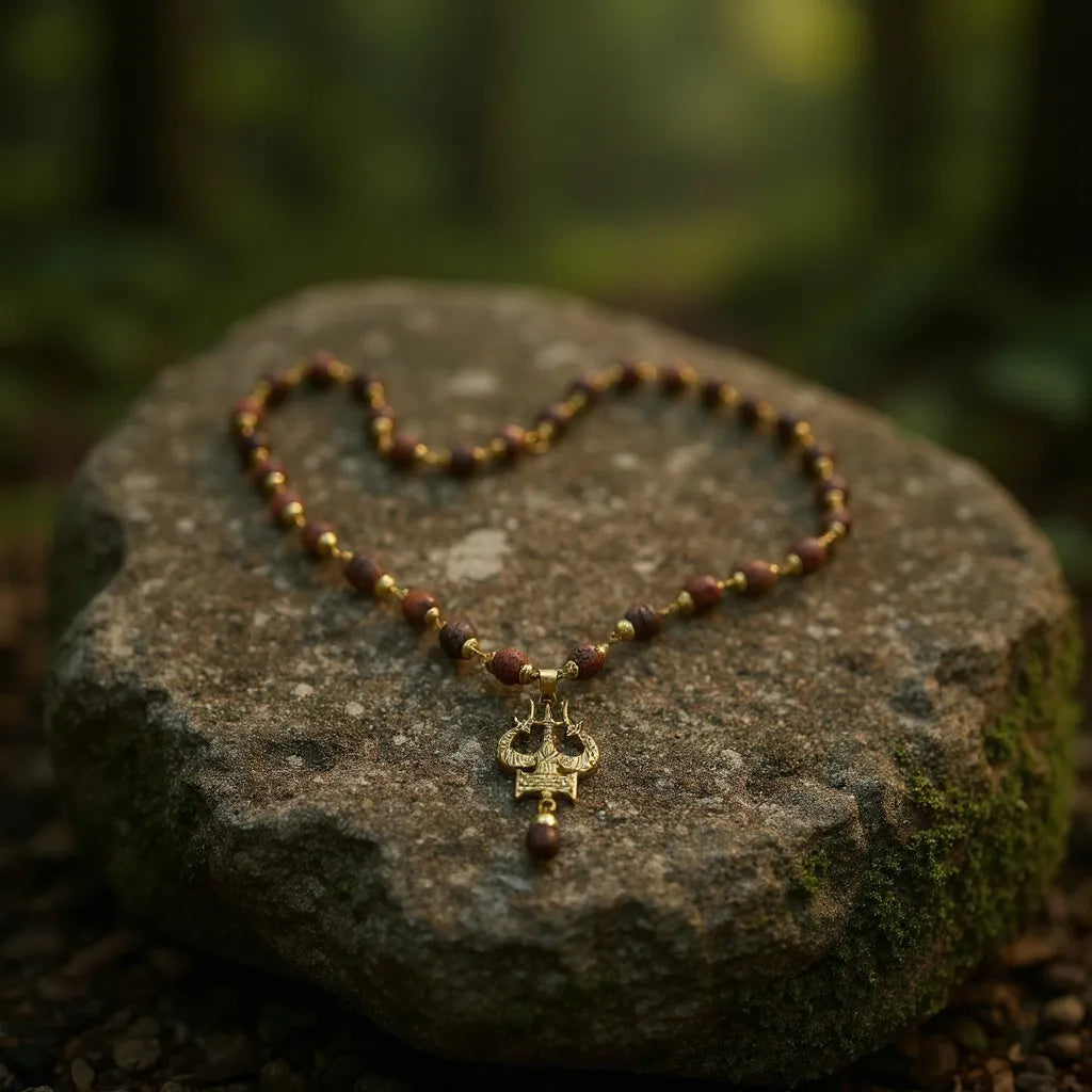 5 Mukhi Rudraksha Mala Trishul Edition