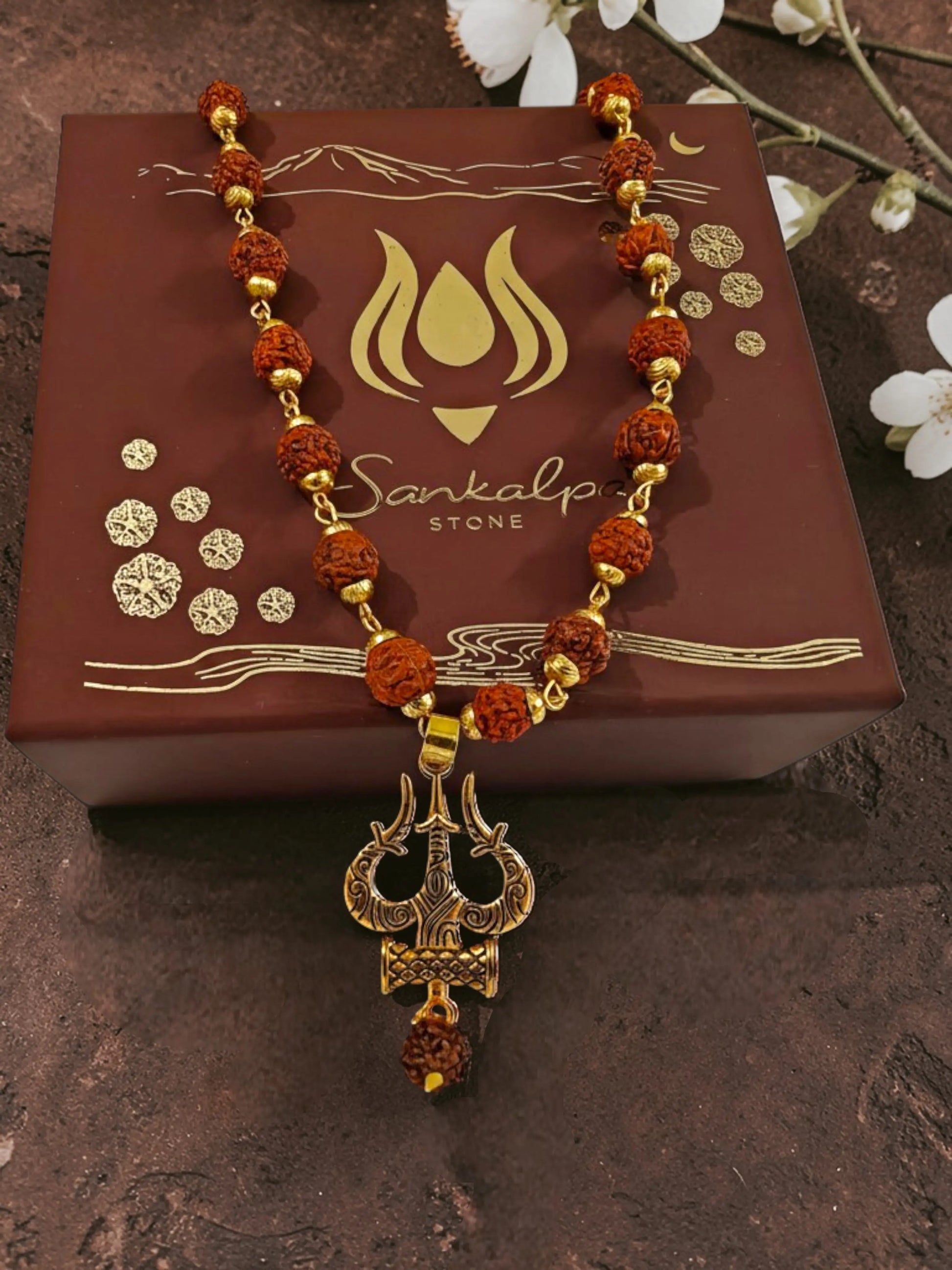 5 Mukhi Rudraksha Mala Trishul Edition