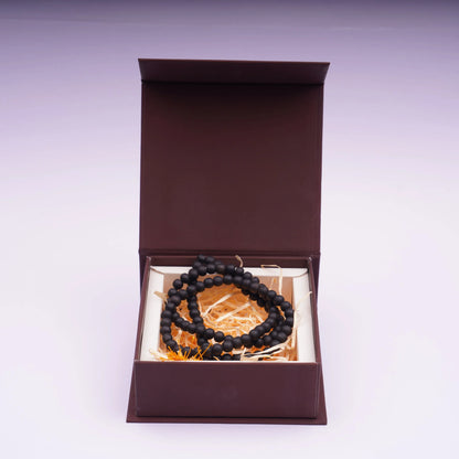 Sankalpa Stone keepsake box with Karungali Japa Mala and authenticity certificate