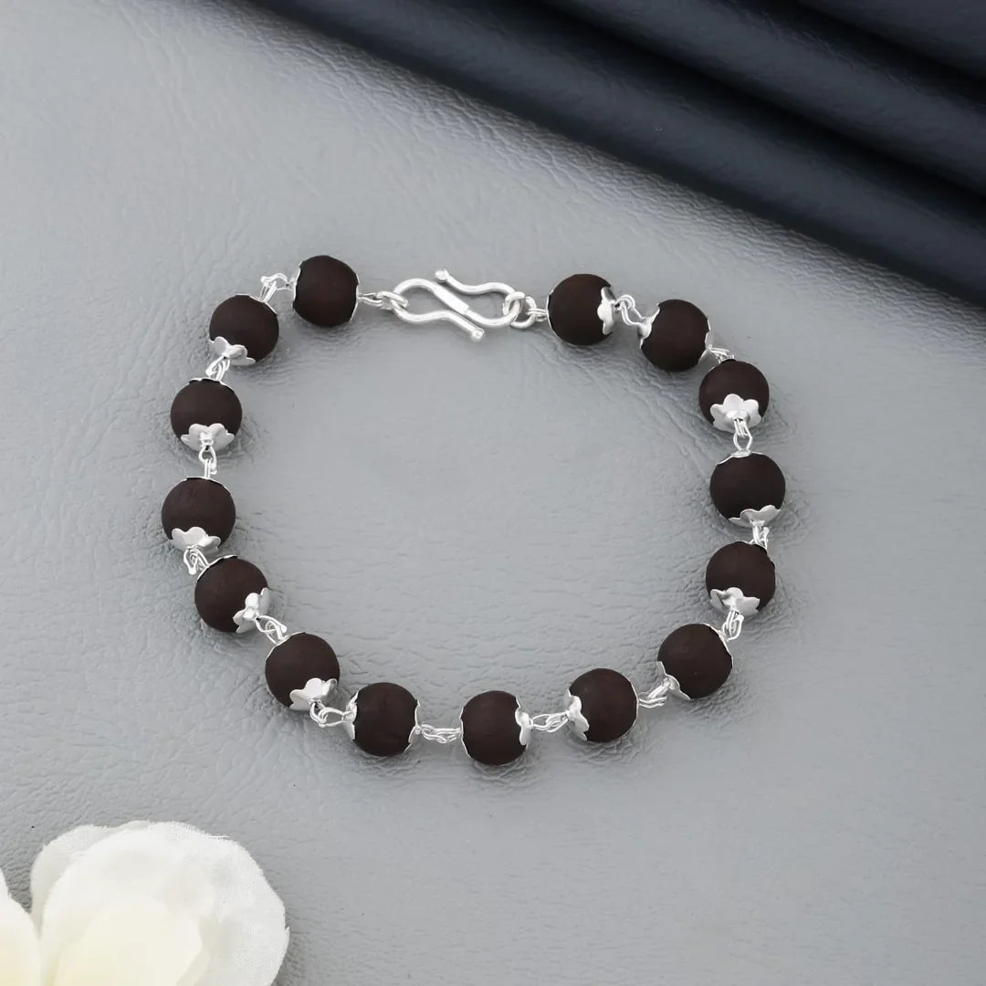 Karungali bracelet with silver caps