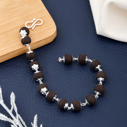 Karungali bracelet with silver caps