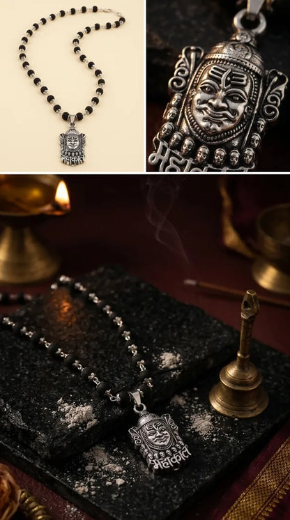 Mahakal pendant with silver chain