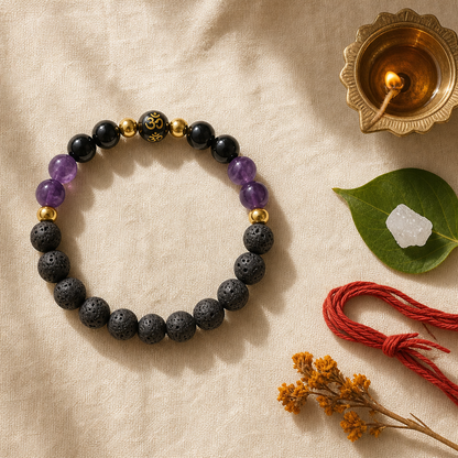 Energy Shield Bracelet — Styled flat lay