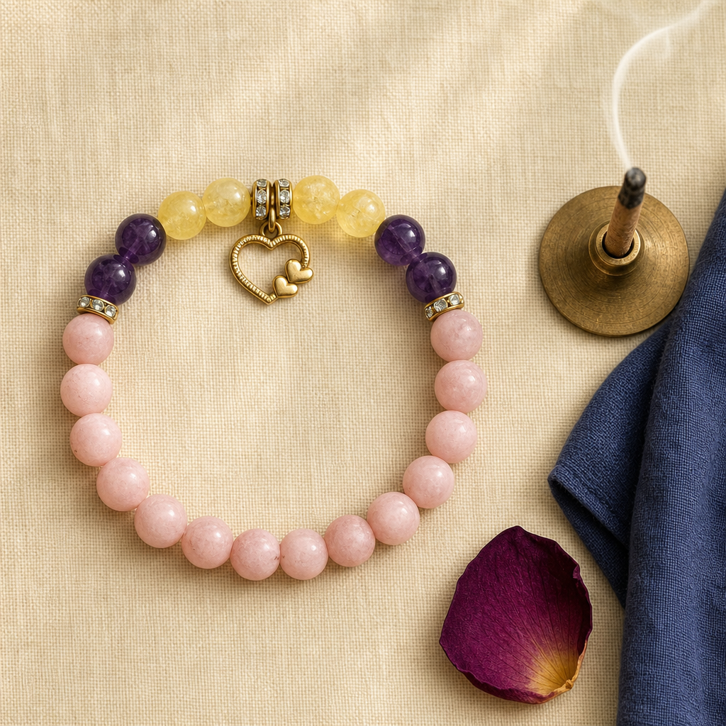 Heart Healing Bracelet — Styled flat lay