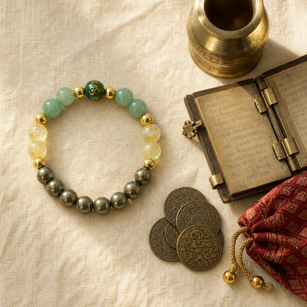 Dhan Yog Bracelet — Styled flat lay