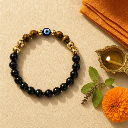 Daily Energy Shield Bracelet — Styled flat lay